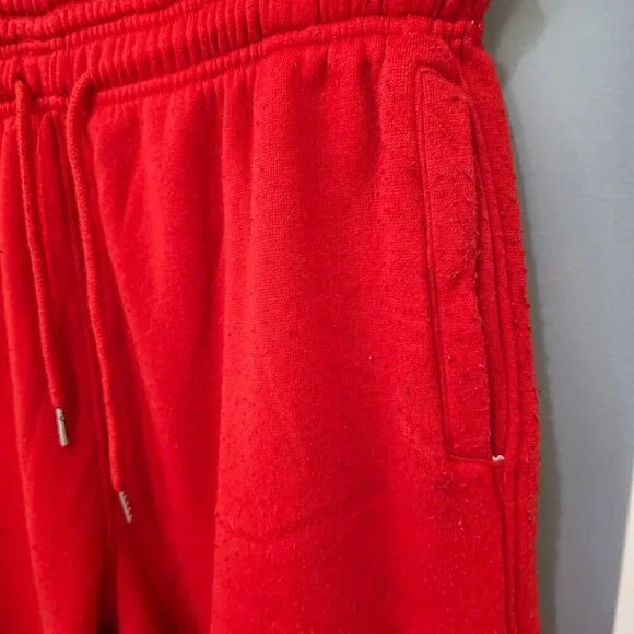 Men’s Dream USA Red Fleece Cargo Sweatpants Size XL –  Drawstring w/ Pockets - Picture 5 of 10